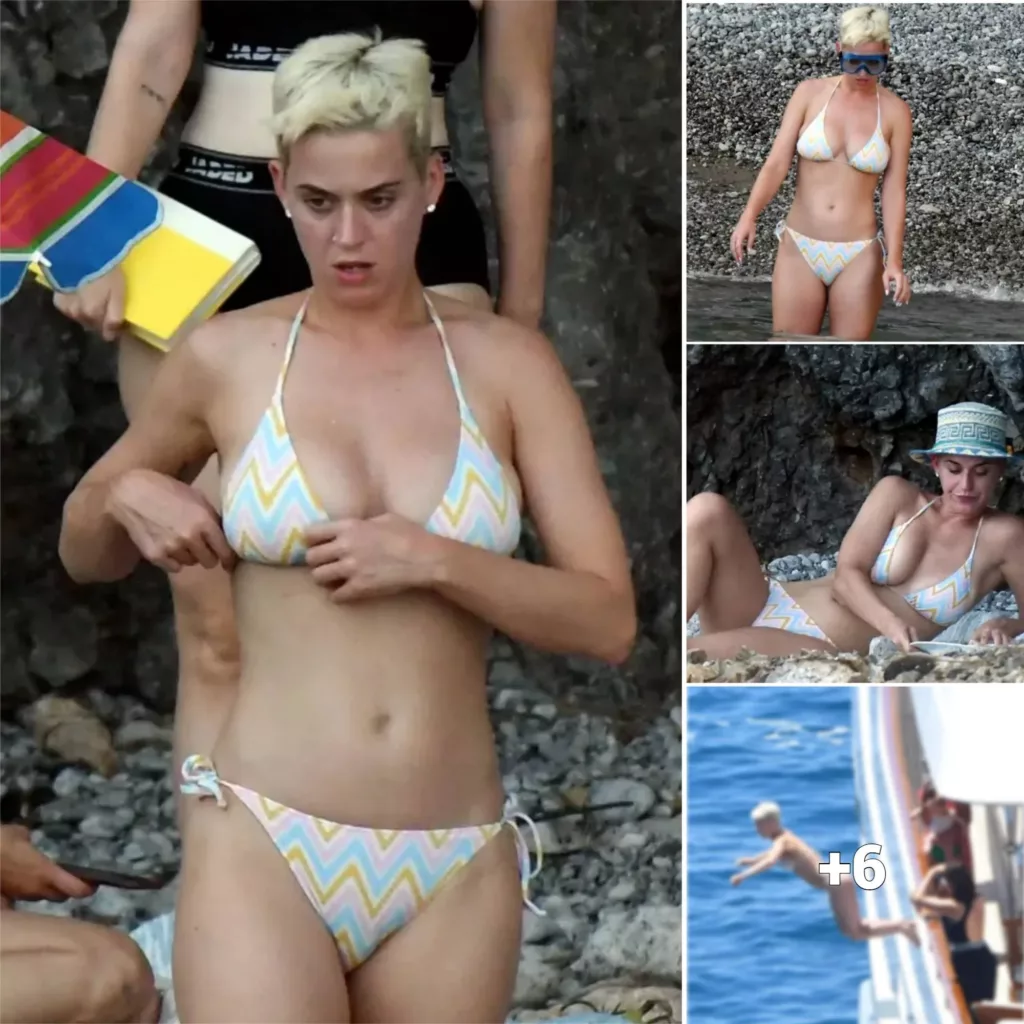 “Sunkissed and Barefaced: Katy Perry Flaunts her Fabulous Figure in a Patterned Bikini on an Italian Getaway”