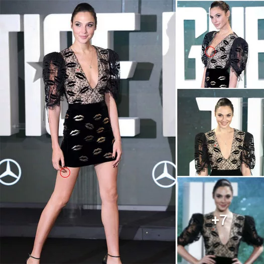 “Embodying Feminine Power: Gal Gadot Embraces Her Superhero Persona in Bold Low-Cut Dress without a Bra”